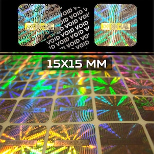 Warranty seals hologram tamper proof labels 0.6 x 0.6 inch (15 x 15 mm)