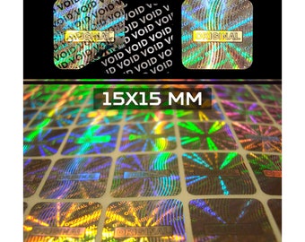 Warranty seals hologram tamper proof labels 0.6 x 0.6 inch (15 x 15 mm)