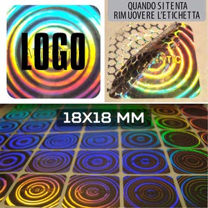 Sigilli ologrammi personalizzati sigilli di garanzia, sicurezza, etichette adesive bollini antimanomissione 18 X 18 mm (0.7 x 0.7 inch)