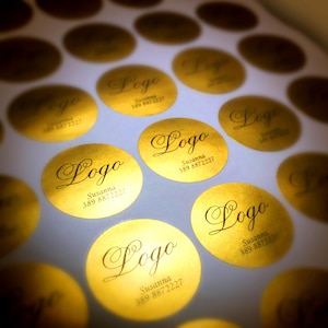Custom adhesive labels, envelope seals, golden stickers for occasions, wedding favors, etc.