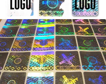 Sellos holográficos personalizados para garantía, seguridad y etiquetas a prueba de manipulaciones, 20 x 20 mm (0,8 x 0,8 pulgadas)