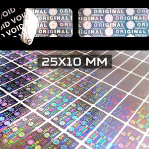 Hologramm-Siegel, Sicherheitsaufkleber, manipulationssicher, Etiketten, 25 x 10 mm (1 x 0,4 Zoll)