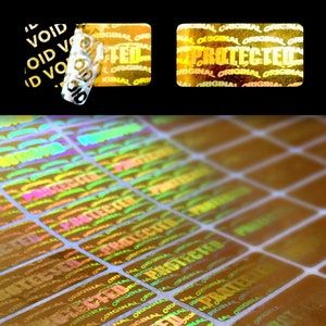 Hologram Seals Security Tamper Evident Gold Stickers Labels 20 X 10 mm (0.8 x 0.4 inch)
