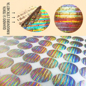 Hologram seals of guarantee, security, adhesive labels, anti-tampering stickers Ø 20 mm (0.8 inch)