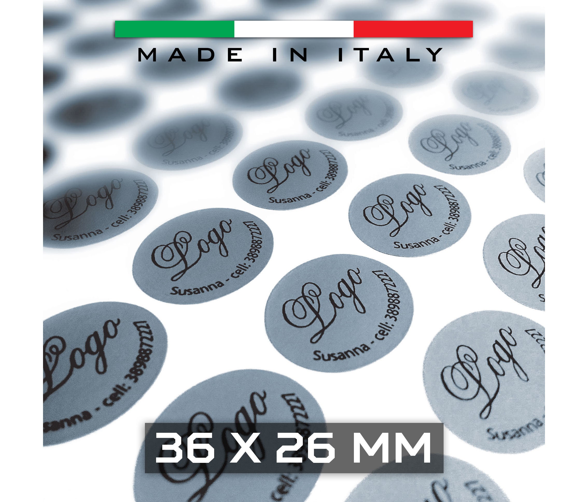 65 Etichette Adesive Personalizzate Dorate Per Chiudere Buste E Pacchi - 36x19 Mm, Nuove