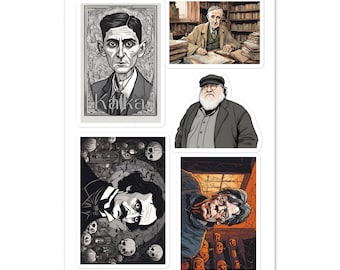 Stickerpakket schrijver literaire horror en fantasy – Halloween-schrijverstickers