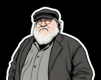 Fansticker George R. R. Martin – leesgrage/fantastische auteursticker voor laptops en tijdschriften