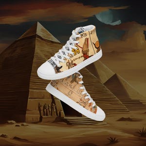 Handcrafted Egyptian-Themed Sneakers with Book of the Dead Design