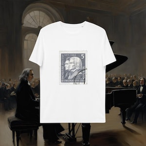 Organic Cotton Classical Music Tee – Liszt & Berlioz | Eco Friendly Composer Gift, Piano Teacher Shirt