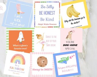 Lunchbox Botes, pre made notes for lunch box, inspirational quote cards and joke cards for back to school