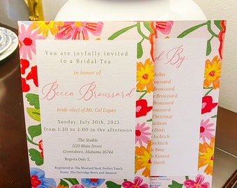 Vibrant Blooms Summer Bridal Shower Invitation, Bright Florals Invitation, Girly Invitation