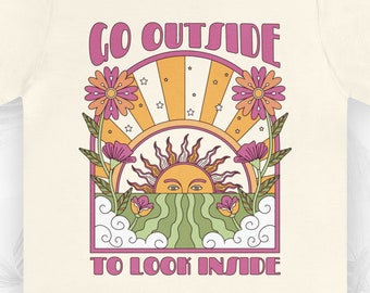 Go Outside T-Shirt, Vintage Graphic Tees, Colorful Retro Tees, Off Shite Shirts