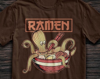 Funny Octopus Ramen Shirt - Funny Shirt for Men - Japanese Noodle Bowl Shirt