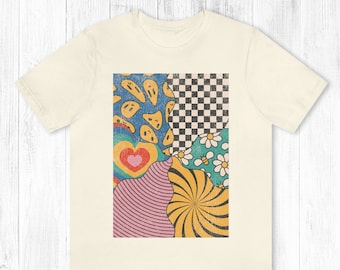 Retro Psychedelic Happy T-Shirt, Trippy Graphic Tees