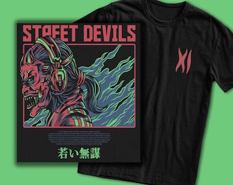 Street Devils T-Shirt | Streetwear Grafik Tee, Japanische Ästhetik