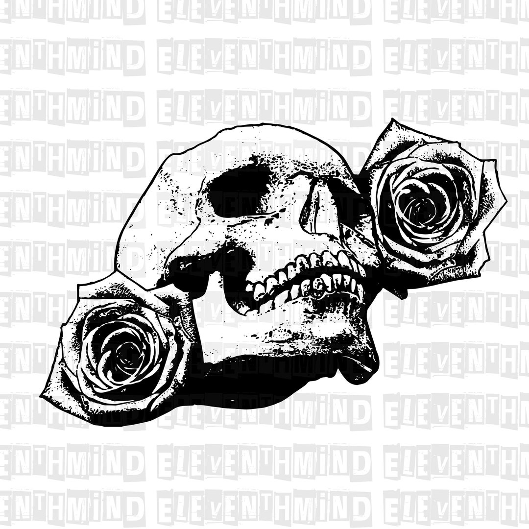 Skull & Roses Digital Download, Skeleton PNG + SVG Cut Files, Instant ...