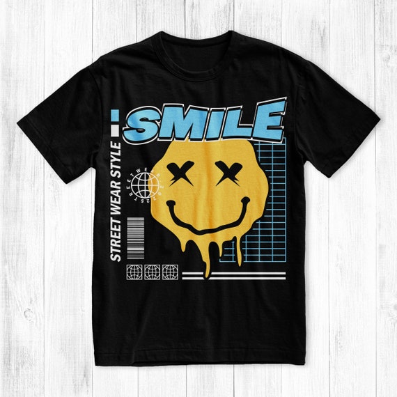Smile Streetwear Smiley T-shirt, Graphic Tee - Etsy