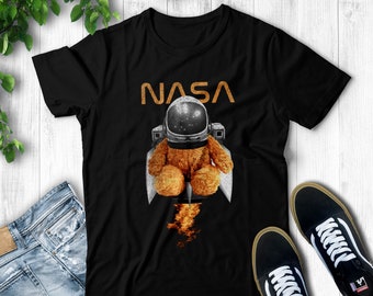 NASA ベア T シャツ、宇宙飛行士テディベア、宇宙グラフィック T