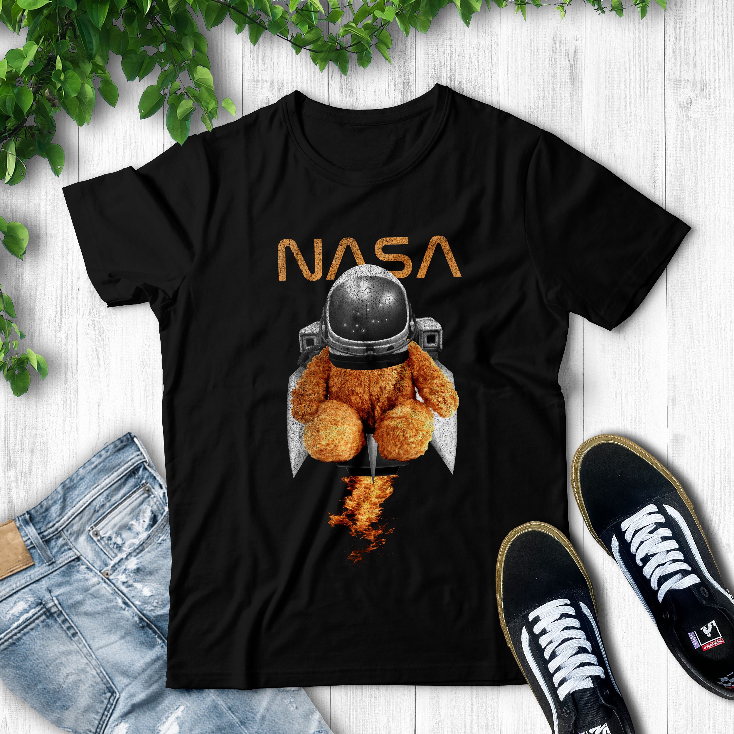 NASA Bear T shirt Astronaut Teddy Bear Outer Space Graphic Tees Etsy