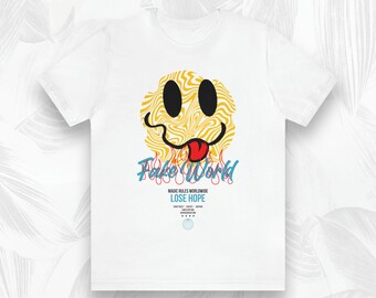 Trippy Graphic Tees | Smiley Face | Fake World | Brand |