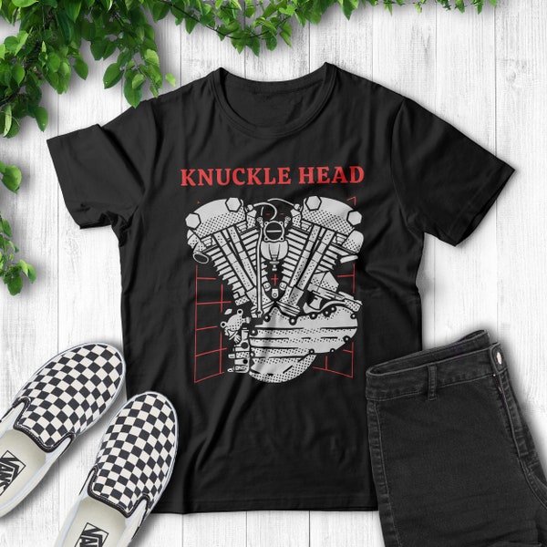 Classic Motorcycle T-Shirt, Biker Graphic Tees, Knucklehead