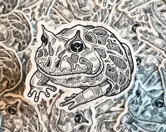 Frog stickers | vinyl stickers | pacman frog | tree frog | cute frog art | line art | tattoo designs | frog tattoo | tomato frog