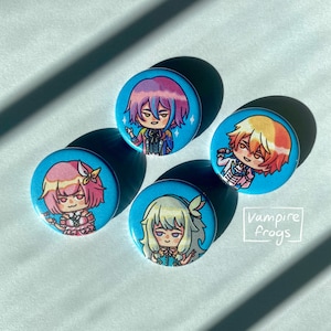 Wonderlands x Showtime 1.25 inch Pinback Buttons / wxs pjsekai / hatsune miku: project sekai / rui tsukasa emu nene / ruikasa emunene chibi