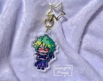 Baizhu Keychain / Genshin Impact acrylic charms / Dendro character liyue sumeru / star clasp / cute chibi kawaii babygirl acrylic keychain