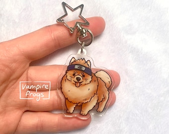 Ninja Dog Keychains / Pomeranian / Shiba Inu / Corgi acrylic charms / Ninja Anime Headband cute chibi kawaii puppy