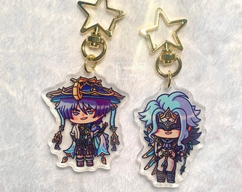 Scaramouche / Il Dottore Keychains / Genshin Impact acrylic charms / Wanderer Anemo Redesign Fatui Harbingers Chibi Sumeru