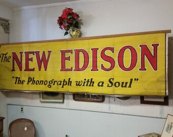 THE EDISON PHONOGRAPH cowboys 3D EMBOSSED 12"x 8" 30x20cm VINTAGE-STYLE SIGN 