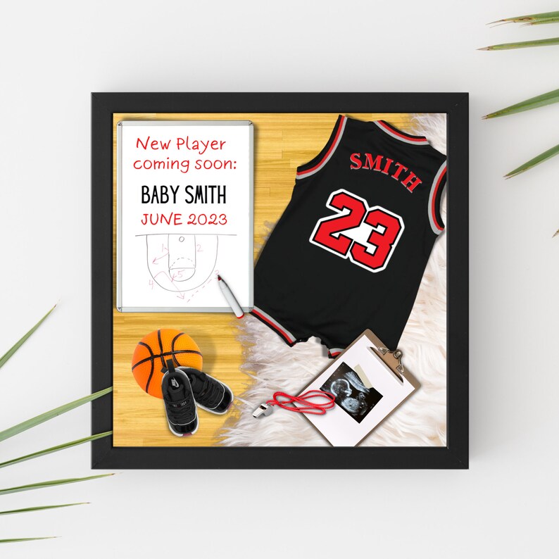 Basketball Jersey Pregnancy Announcement for Social Media. Red Etsy