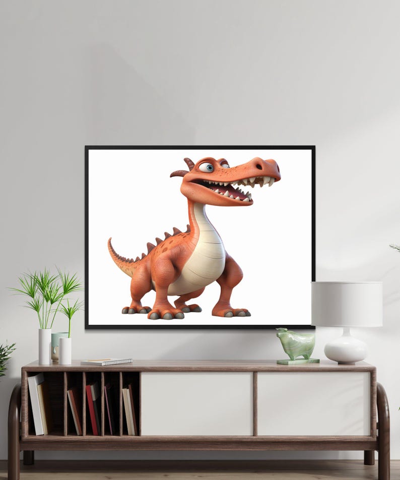 Cute Cartoon Dinosaur Digital Download, Kids Room Decor, Fun Dinosaur