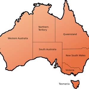 Reference Poster For Child's Room - Map Of Australia - 40 inches wide by 27 inches high