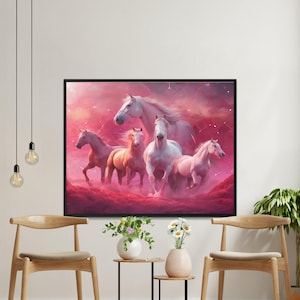 Lovely Horses Wall Art Geometrical Pattern Dream AI Print Instant Download Digital Art No Physical Product