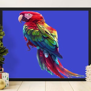 Tropical Parrot Digital Download Wall Art, Colorful Bird Print, Exotic Home Decor, Parrot Illustration, Vibrant Bird Art, Instant Download
