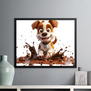 Cute Puppy Splash Art Digital Download, Adorable Dog Art for Nursery, Playroom Wall Decor, Instant Downloadable Art Print