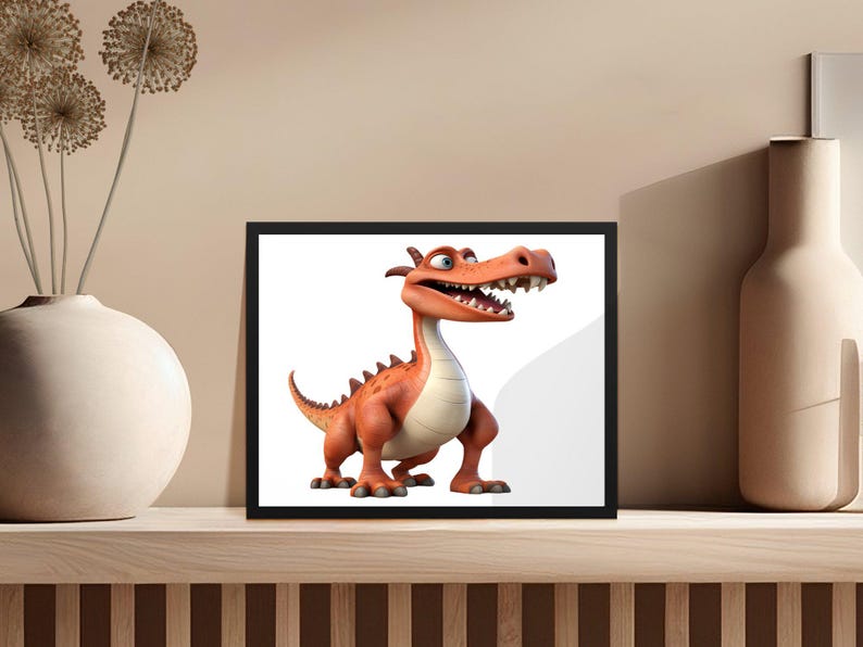 Cute Cartoon Dinosaur Digital Download, Kids Room Decor, Fun Dinosaur