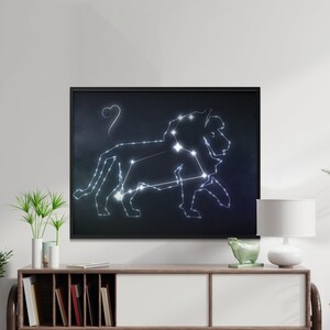 Leeuw sterrenbeeld kunst, Leeuw sterrenbeeld print, hemelse muur kunst, astrologie decor, Leeuw sterrenkaart poster, digitale download