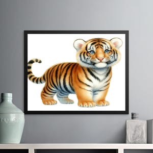 Cute Baby Tiger Wall Art, Adorable Animal Print, Children&#39;s Nursery Decor, Digital Download, Jungle Safari Theme