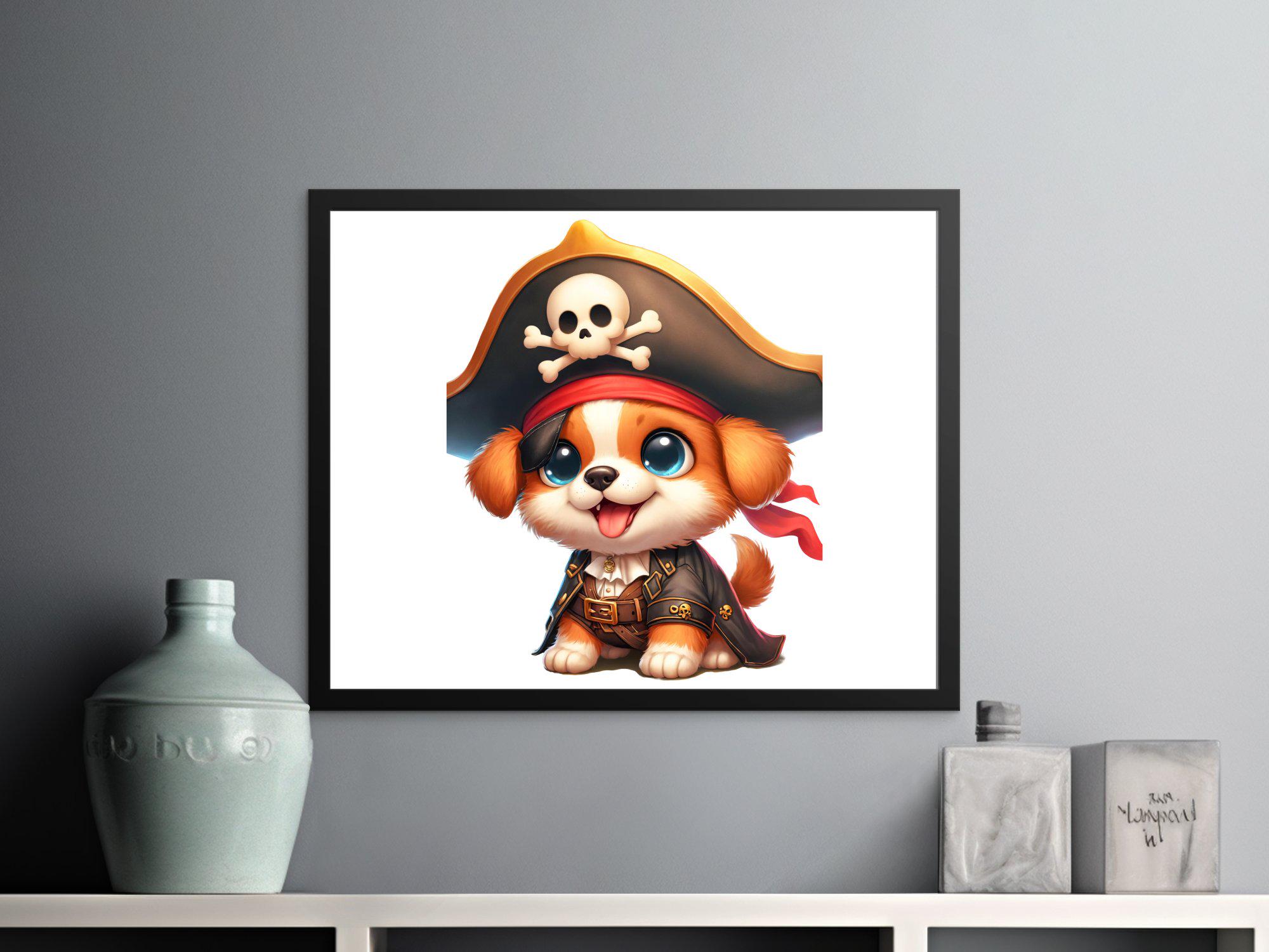 Pirate Puppy Digital Download Wall Art, Cute Dog Illustration, Instant Download Printable Art, Nursery Decor, Kids Room Artwork