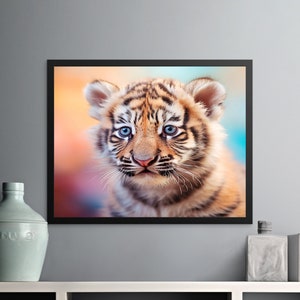 Baby Tiger Wall Art, Cute Animal Print, Digital Download, Nursery Decor, Baby Room Art, Kids Wall Decor, Jungle Theme Art