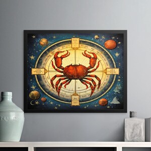 Zodiac Sign Cancer Digital Download Wall Art Astrology Poster Celestial Crab Artwork Home Decor Instant Download