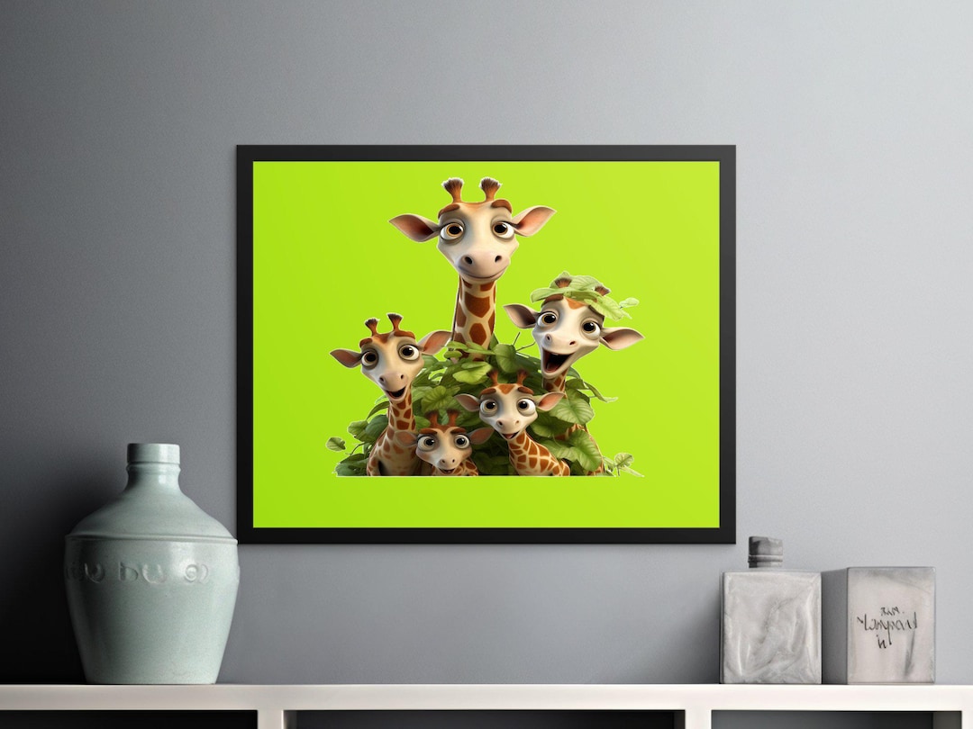Cute Giraffe Family Wall Art Digital Download Animal Print Kids Room ...