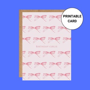 Pink Bow Birthday Card Printable: Girlie Design (PDF & PNG Download)