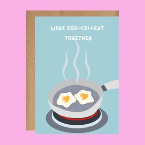 Eggcellent Together Handmade Greeting Card | Perfect for Friends, Couples, Valentine’s Day & Anniversaries | Includes Envelope