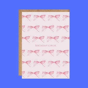 Carte d'anniversaire Girlie Bow | Parfait pour les amis, les couples, les amis, les enfants, les adultes et les fêtes d'anniversaire | Comprend une enveloppe