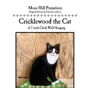 DIGITALES Muster, Cricklewood die Katze, ein Wandbehang von Moss Hill Primitives