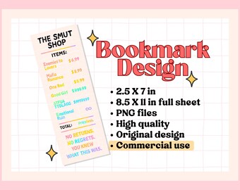 Funny Smut Bookmark PNG, Spicy Printable Bookmark for Romantasy Reader, Digital Download, Gift for Book Lover, Book Club, Instant Download