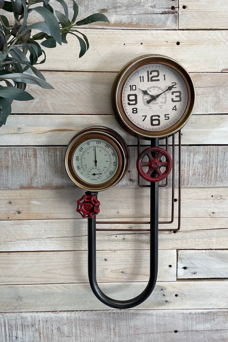 Industrial Pipe Steampunk Cog Gears Pipe Clock Etsy